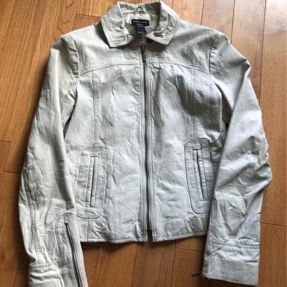 Guess Women's White Leather Jacket